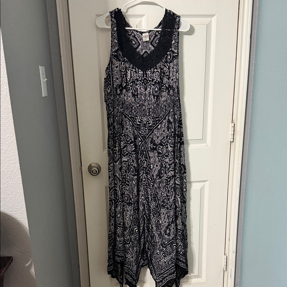 Bila Black and White Asymmetrical Maxi Dress